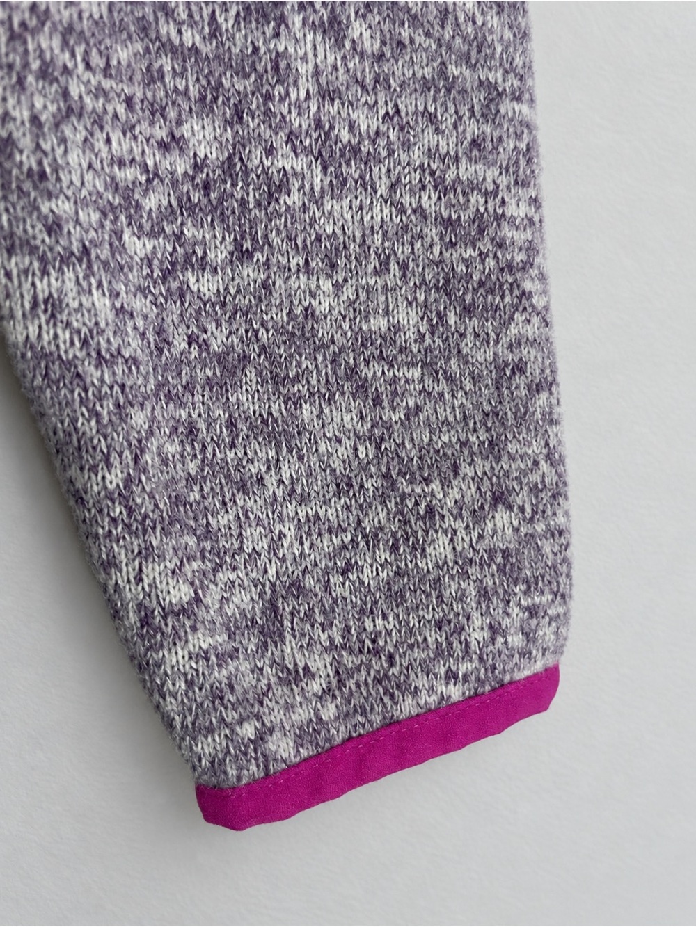 Lands' End Women's Lavender Heather Quarter-Zip Fleece with Pink Trim - Picture 5 of 10
